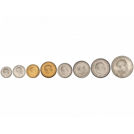 Serie 8 monedas - 10 Céntimos a 100 Pesetas. (*70)