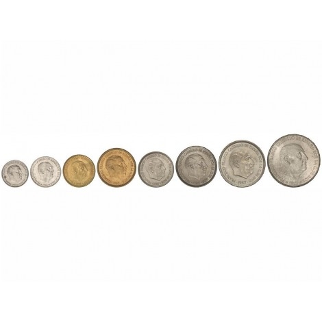 Serie 8 monedas - 10 Céntimos a 100 Pesetas. (*71)