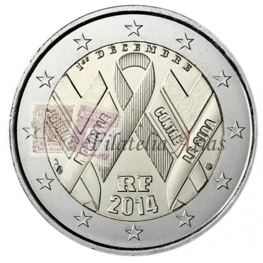 2€ 2014 Francia - Día mundial del SIDA