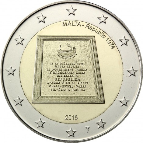 2€ 2015 Malta - 1974 República