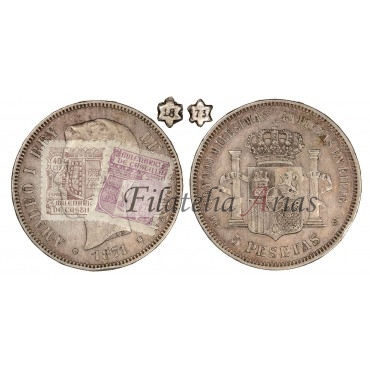 Amadeo I. 5 pesetas. 1871*73
