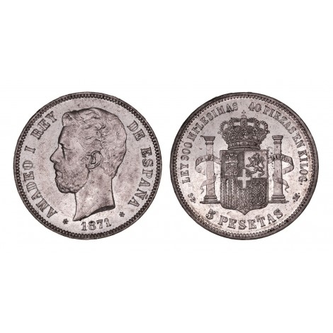 Amadeo I. 5 pesetas. 1871*71