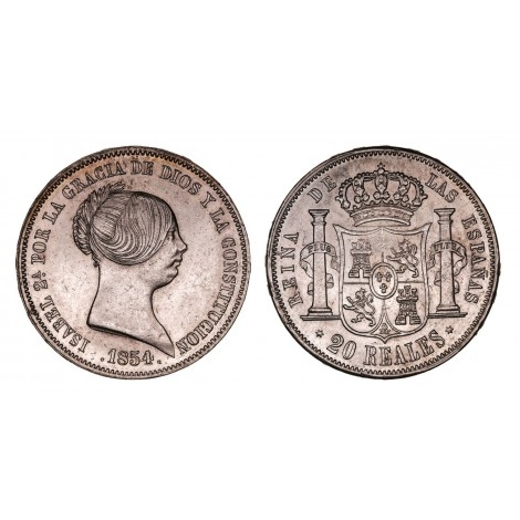 Isabel II. 20 reales. 1854. Madrid.