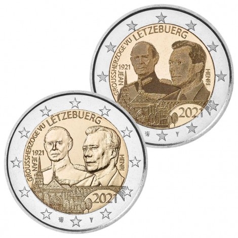 2€ 2021 Luxemburgo - Gran Duque Jean (2 uds.)