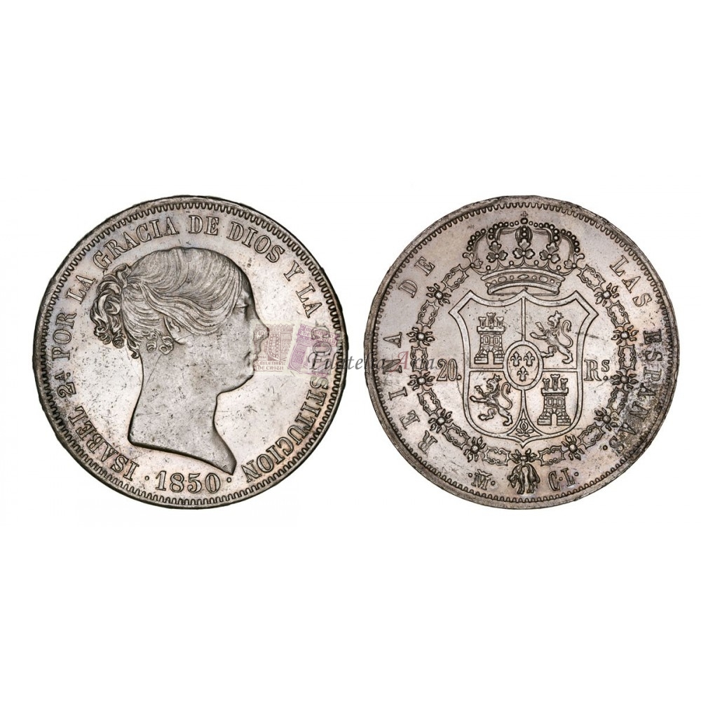 Isabel II. 20 reales. 1850. Madrid.