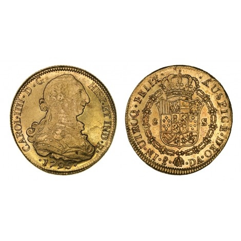 Carlos IV. 8 escudos. 1795. Santiago.