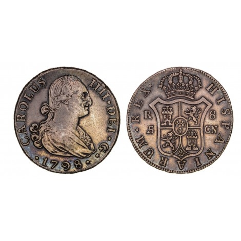 Carlos IV. 8 reales. 1798. Sevilla. RARA.