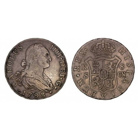 Carlos IV. 8 reales. 1793. Sevilla. MBC+