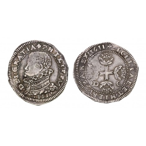 Felipe III. 1/2 escudo. 1611. Messina. DC. MBC+