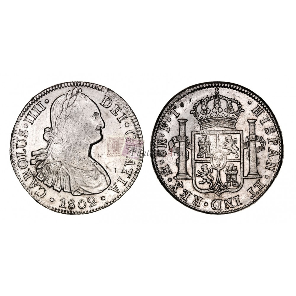 Carlos IV. 8 reales. 1802. México. Ensayador FT. EBC-