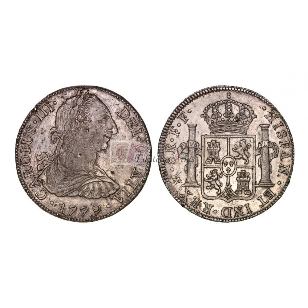 Carlos III. 8 reales. 1779. México. Ensayador FM. EBC-