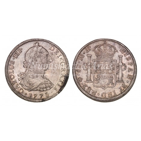 Carlos III. 8 reales. 1773. México. Ensayador FM y ceca invertidos. MBC+
