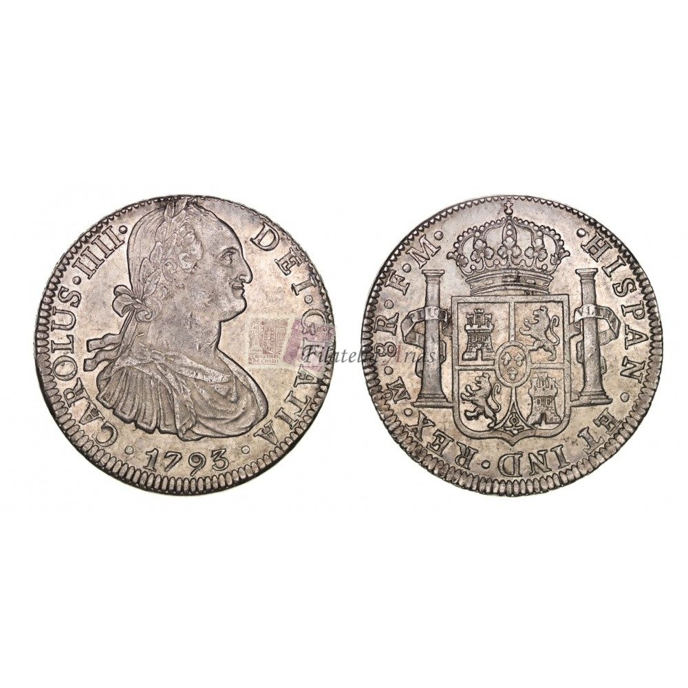 Carlos IV. 8 reales. 1793. México. Ensayador FM. EBC-