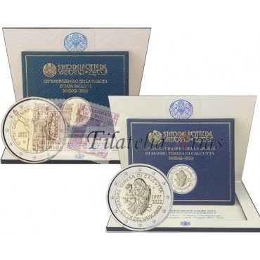 2€ 2022 Vaticano - Pareja (Teresa de Calcula + Pablo VI) - 2 monedas