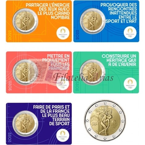 2€ 2022 Francia - Juegos Olímpicos (5 tarjetas)
