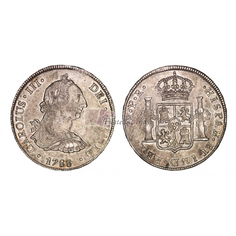 Carlos III. 8 reales. 1788. Potosí. Ensayador: PR. EBC