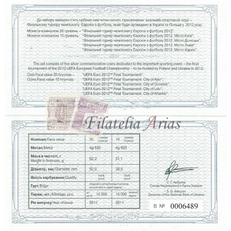 Ucrania EURO2012 - coinset - certificado