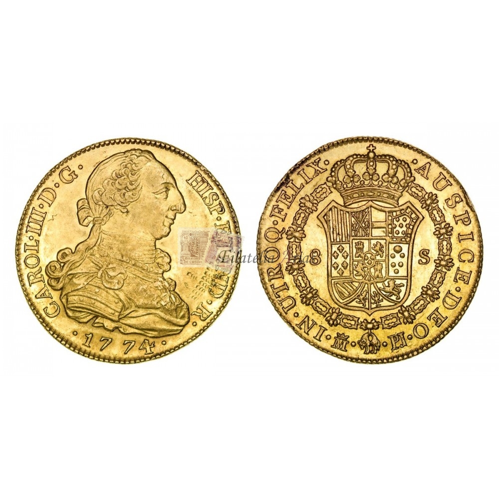 Carlos III. 8 escudos. 1774. Madrid. Ensayador PJ. EBC+