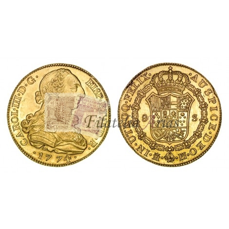 Carlos III. 8 escudos. 1774. Madrid. Ensayador PJ. EBC+