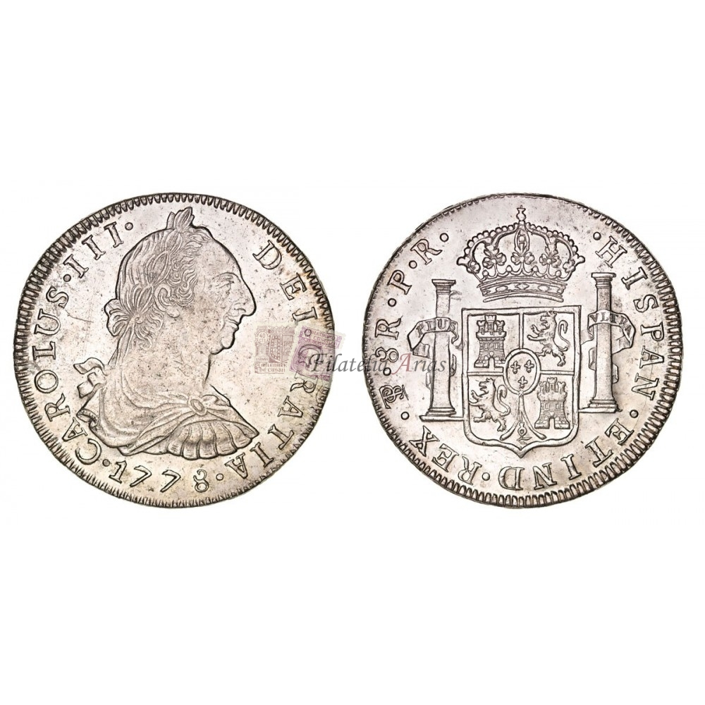 Carlos III. 8 reales. 1778. Potosí. Ensayador: PR. EBC+