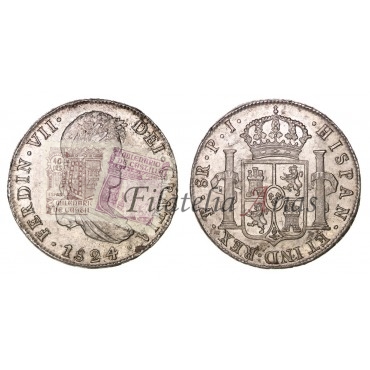 Fernando VII. 8 reales. 1824. Potosí. Ensayador: PJ. SC-
