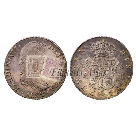 Fernando VII. 4 reales. 1832. Sevilla. Ensayador: JB. EBC+