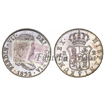 Fernando VII. 2 reales. 1832. Madrid. Ensayador: AJ. SC