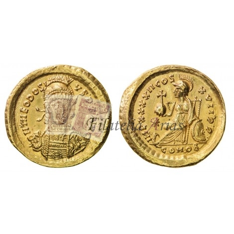 Teodosio II. Sólido. Constantinopla (441-450 d.C.) RIC. 312