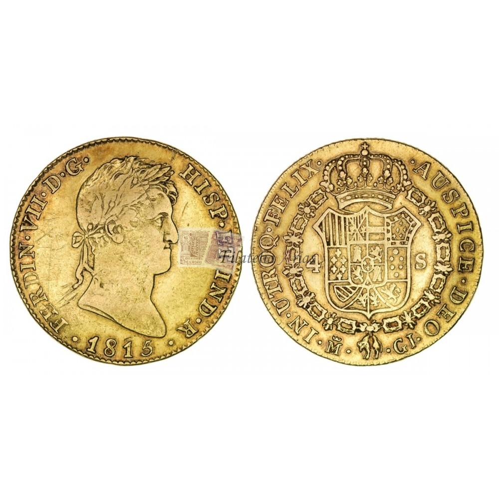 Fernando VII. 4 escudos. 1815. Madrid. Ensayador: GJ. MBC