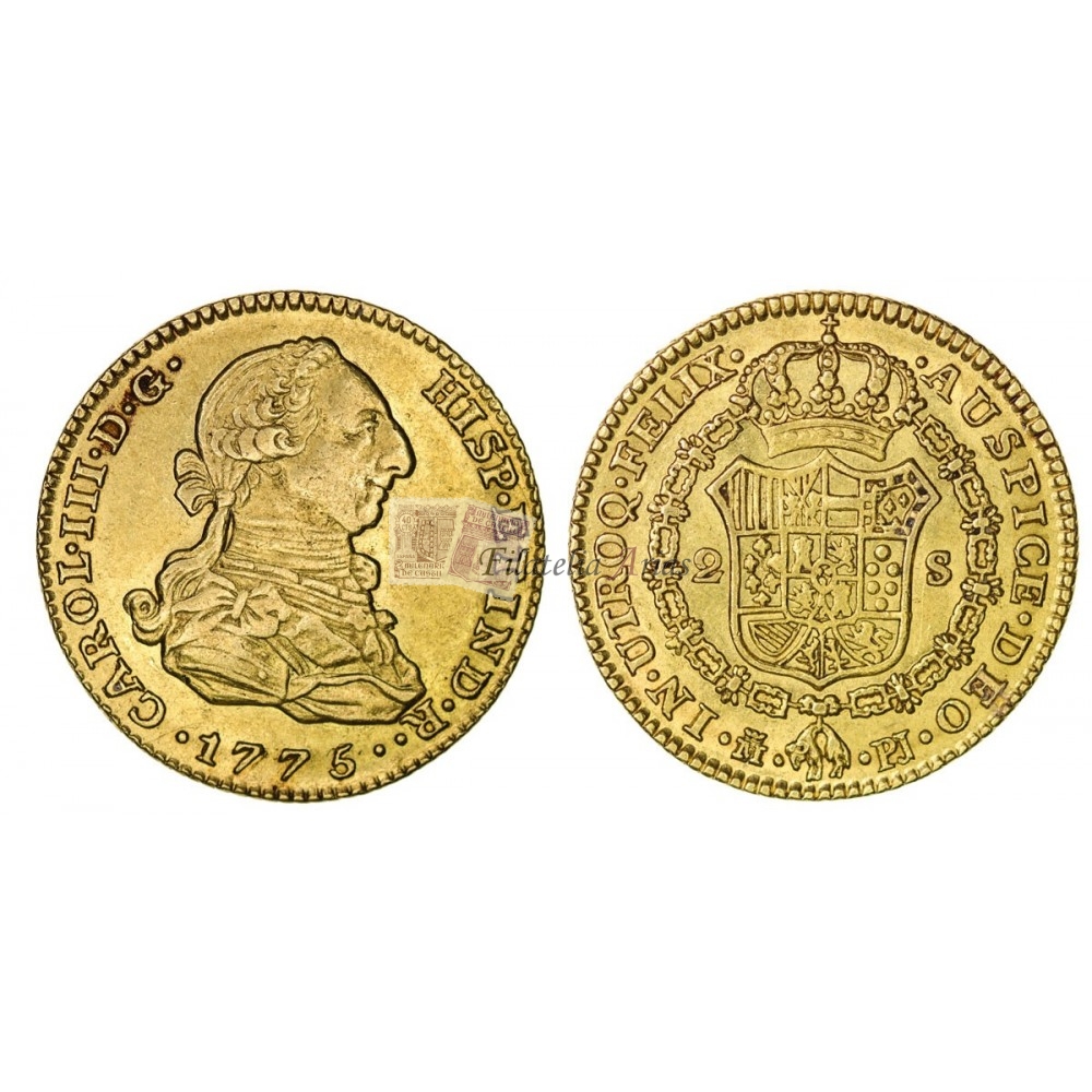 Carlos III. 2 escudos. 1775. Madrid. Ensayador: PJ. EBC+