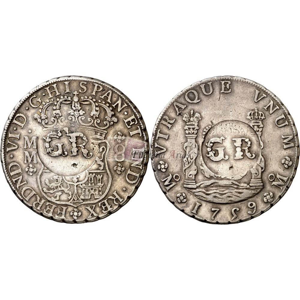 Jamaica. Fernando VI. 1759. 8 reales. Contramarca GR. México.