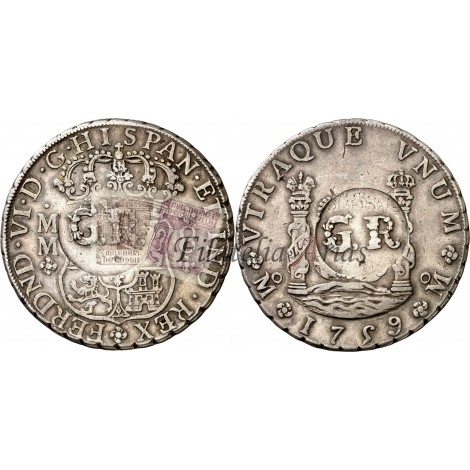 Jamaica. Fernando VI. 1759. 8 reales. Contramarca GR. México.
