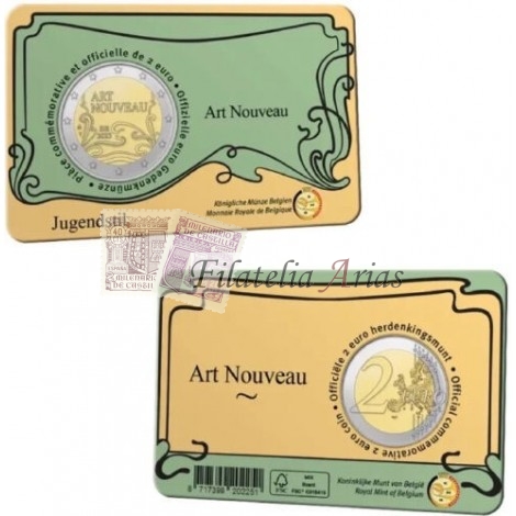 2€ 2023 Bélgica - Art Nouveau (coincard)