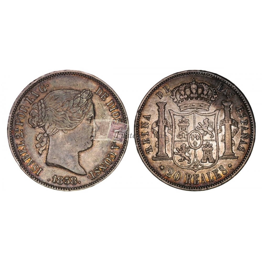 Isabel II. 20 reales. 1858. Madrid. EBC-