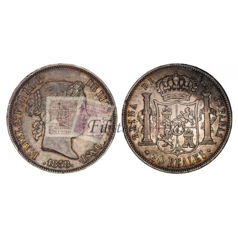 Isabel II. 20 reales. 1858. Madrid. EBC-