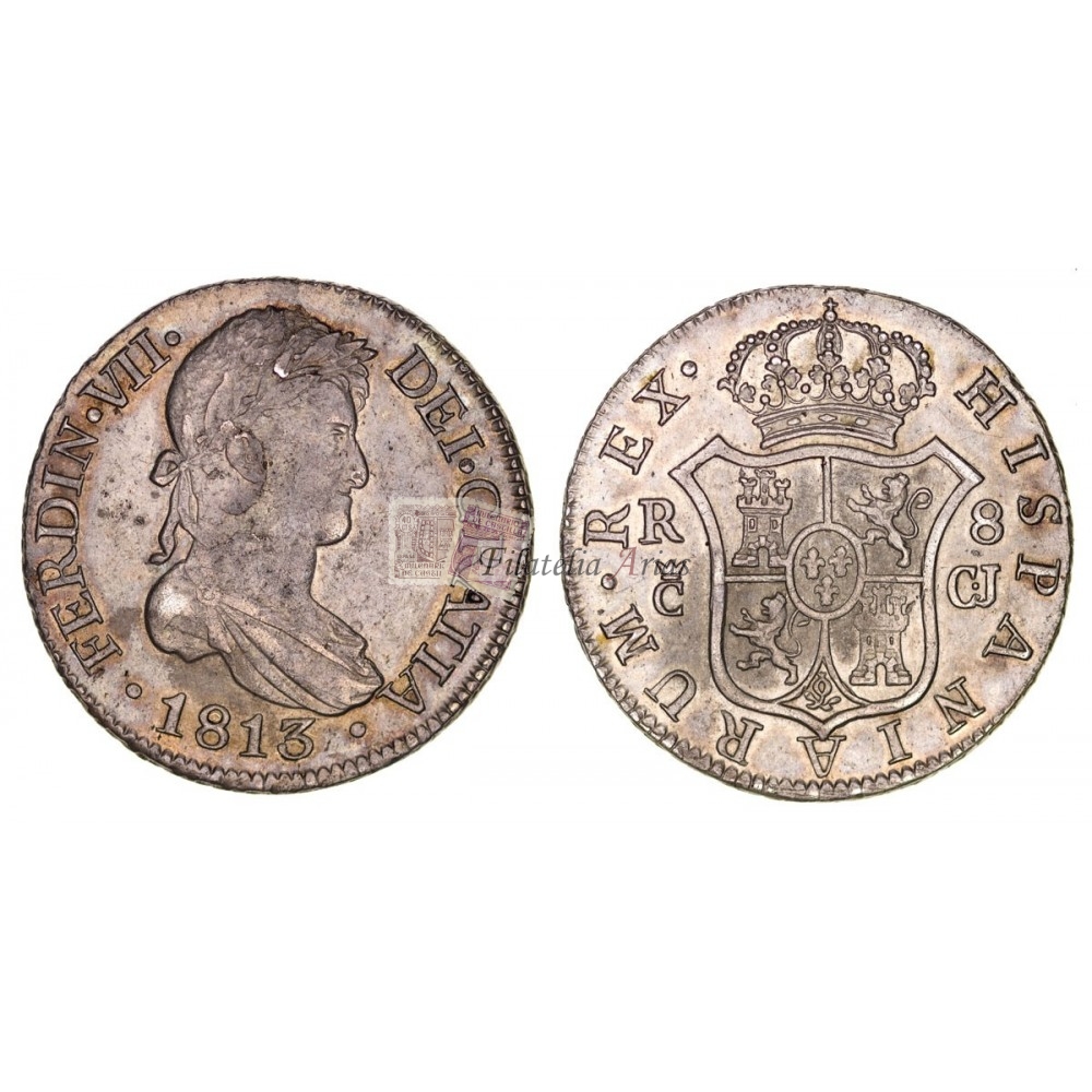 Fernando VII. 8 reales. 1813. Cádiz. Ensayador: CJ. EBC+