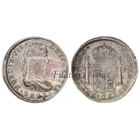 Fernando VII. 8 reales. 1821. Zacatecas. Ensayador: RG. MBC+