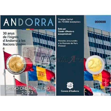 2€ 2023 Andorra - 30 años del ingreso de Andorra en la ONU