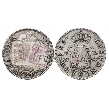 Carlos III. 2 reales. 1774. Sevilla. Ensayador: CF. EBC-