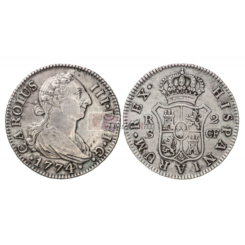 Carlos III. 2 reales. 1774. Sevilla. Ensayador: CF. EBC-