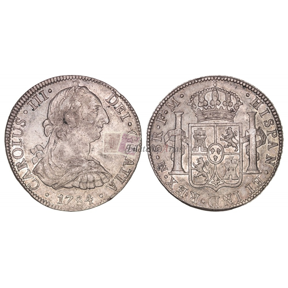 Carlos III. 8 reales. 1784. México. Ensayador: FM. MBC