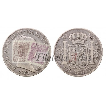 Isabel II. 10 reales. 1851. Madrid. MBC-
