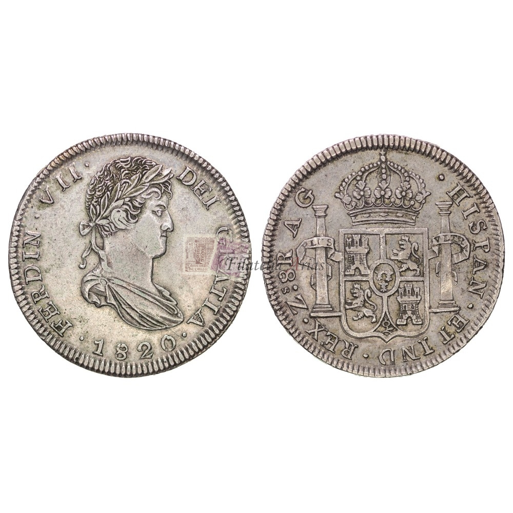 Fernando VII. 8 reales. 1820. Zacatecas. Ensayador: AG. EBC