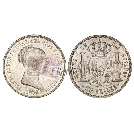 Isabel II. 20 reales. 1854. Madrid. EBC+
