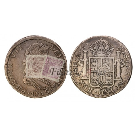 Fernando VII. 8 reales. 1819. Zacatecas. Ensayador: AG: MBC+.