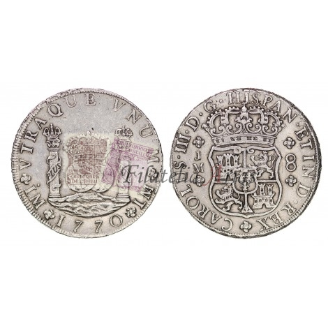 Carlos III. 8 reales. 1770. Lima. Ensayador: JM. EBC