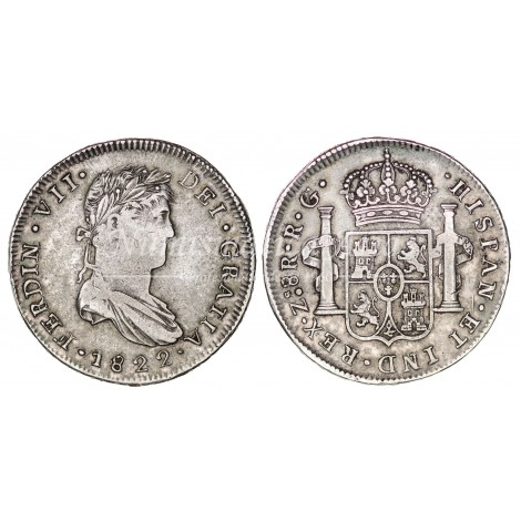 Fernando VII. 8 reales. 1822. Zacatecas. Ensayador: RG. MBC.