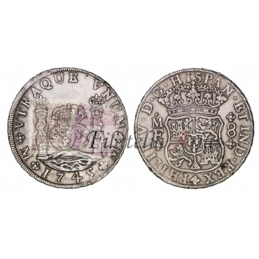 Felipe V. 8 reales. 1745. México. Ensayador: MF. EBC-