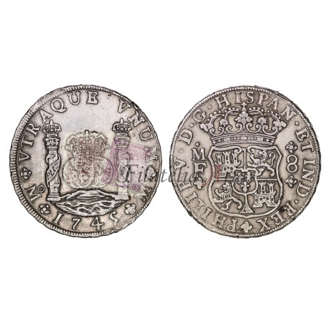 Felipe V. 8 reales. 1745. México. Ensayador: MF. EBC-