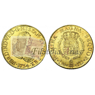 Fernando VI. 1754. 8 escudos. Lima. Ensayador: JD. EBC.